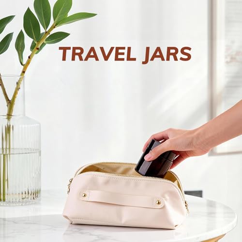 4oz Amber Glass Jars with Lids, 48 Pack Sample Containers for Storing Lotions, Moisturizers, Lip Balm and Cosmetics