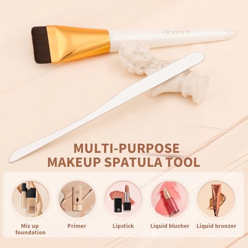 Docolor Flat Foundation Brush Set with Stainless Steel Spatula