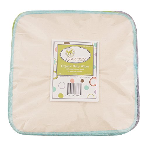 OsoCozy Organic Flannel Baby Wipes - 12 Pack Reusable
