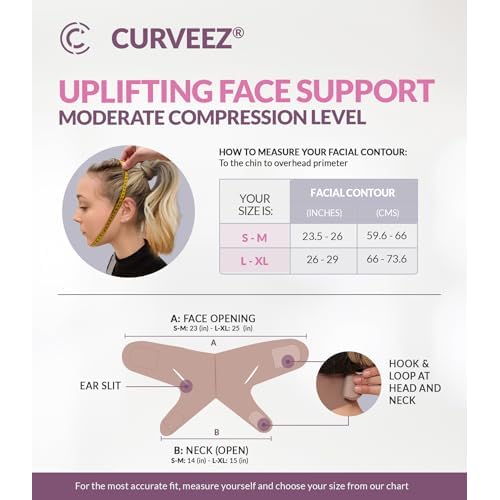 CURVEEZ Face Toning Belt Post Surgery Lipo Compression Chin Strap For Women | Faja Mentonera Reductora para Papada Y Cuello | For Use After Face and Chin Surgery