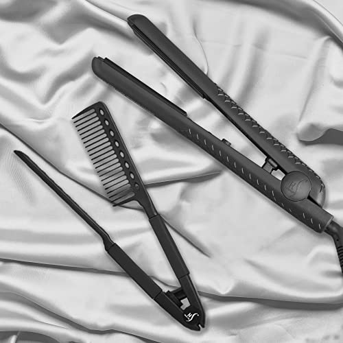 HerStyler Comb For Straightening Hair - Hair Styling Comb For Great Tresses - Flat Iron Comb With A Firm Grip - Straightening Comb For Knotty Hair - Heat Resistant Comb - Parting Comb (Black)