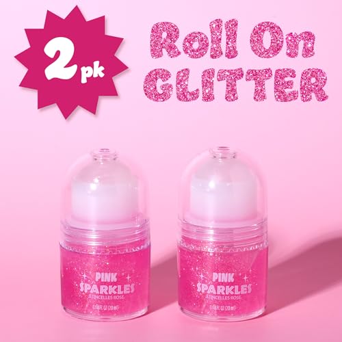 Pink Sparkly Rollerball Glitter Sticks - Strawberry Scented (2 Pack)