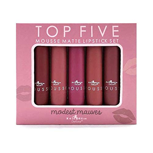 Italia Deluxe Matte Lipstick Set - 5 Modest Mauve Shades