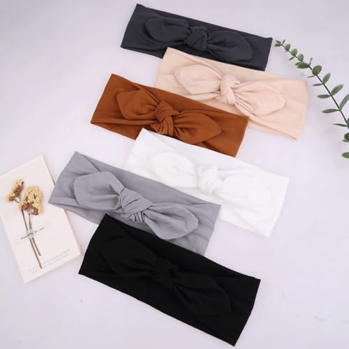 6 Pack Bow Headbands for Women - Stretchy Sport Yoga Headwraps