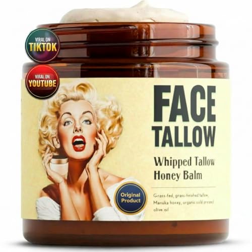 Whipped Beef Tallow and Honey Balm Moisturizer for Skin, Face, Lips, Body - Unscented