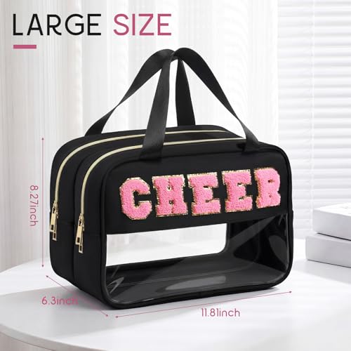 Cheer Makeup Bag with Chenille Letters - Waterproof Travel Organizer