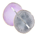 2 Pcs Resin Nail Palette Nail Polish Palette Nail Art Palette with Stainless Stirring Rod (Gray and Purple)
