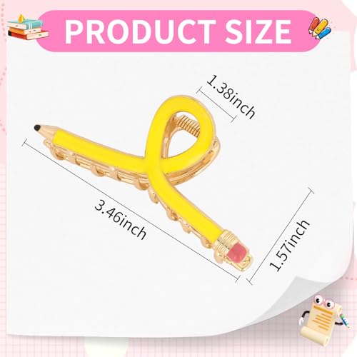 Pencil Hair Claw Clips for Thick Hair - Pack of 3