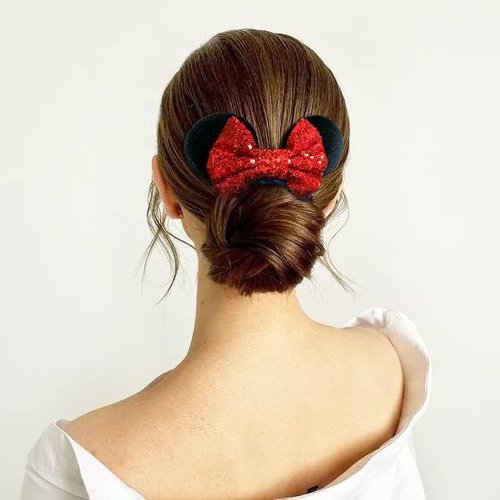 6 Pack Mouse Ears Scrunchies Velvet Sparkle Sequin Mouse Bows Hair Scrunchies Hair Ties Elastic Rubber Bands Ponytail Holders for Kids Women Girls Christmas Party Decoration