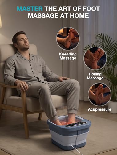 ALLJOY Blue Foldable Heated Foot Spa with Touch Screen & Massage