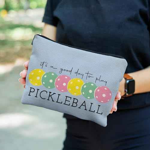 Pickleball Gifts for Women: Colorful Makeup Bag, It's a Good Day to Play Cosmetic Toiletry Bag, Gifts for Pickleball Lovers (Blue)