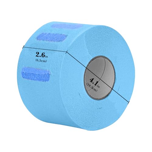 Barber Blue Disposable & Flexible Paper Neck Strips for Salon Hair Cutting & Styling - 5 Rolls, 500 Strips, Water-Resistant and Self-Adhering