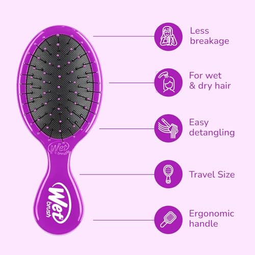 Wet Brush Mini Detangler Hair Brush - Purple, Travel Size with IntelliFlex Bristles