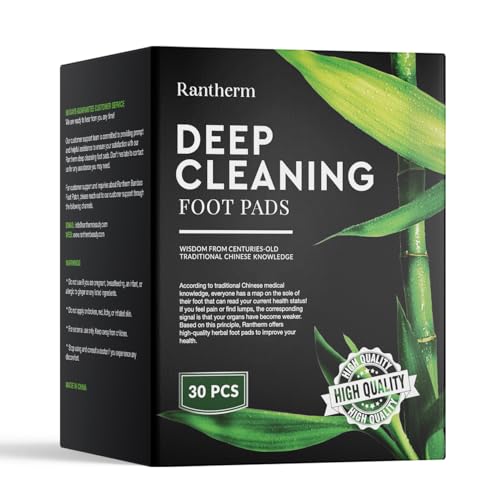 Rantherm Deep Cleansing Bamboo Foot Pads - Herbal Relaxation Patches, 30 Pack