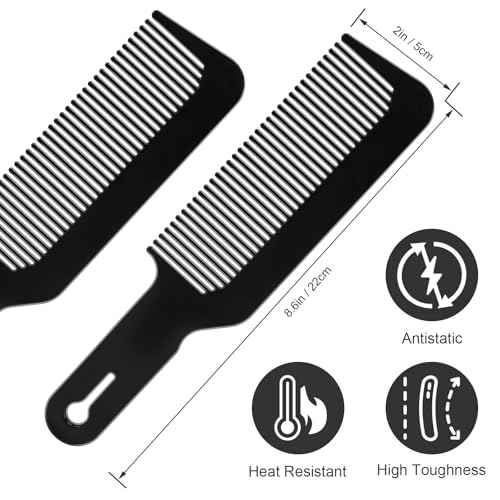 NICEMOVIC Barber Hair Cutting Blend Fade Combs 10 Pack for Hair Stylist, Barber Accessories Supplies, Fading Clipper Flat Top Blending Comb for Fades & Men Haircut Individually Wrapped (Black)