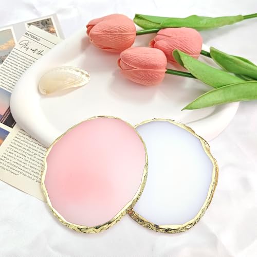 Resin Nail Art Palette Set - Gold Edge Mixing Board (2Pcs)