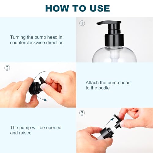 2 Pack 10oz Clear Plastic Pump Bottles with Dispensers