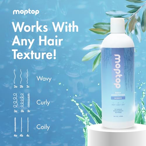 MopTop Daily Curly Hair Conditioner - 8 oz, Silicone & Sulfate Free, Reduces Frizz