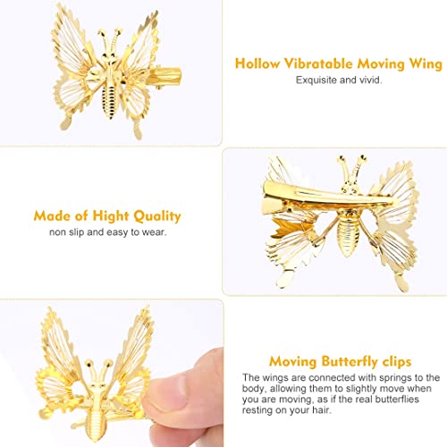 3D Butterfly Hair Clips Set - 12Pcs Gold Alloy Barrettes