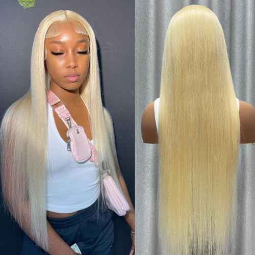 613 Lace Front Wig Human Hair 13x4 HD Transparent Straight Blonde Lace Front Wigs Pre Plucked Glueless Wigs 180% Density Blonde Lace Frontal Human Hair Wigs 18INCH
