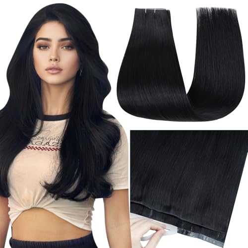 Full Shine Genius Weft Tape in Hair Extensions Jet Black 18 Inch