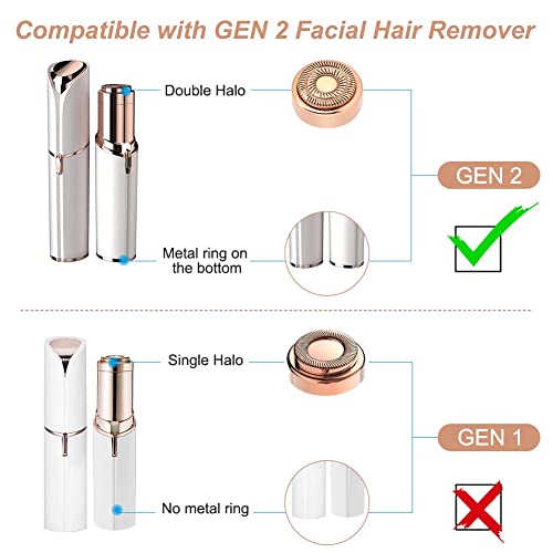 acial Hair Remover Replacement Heads Generation 2, Double Halo Replacement Heads for Finishing Touch Facial Hair Removal for Women, 18K Gold-Plated Replacement Heads for Facial Hair Remover (6 PCS)