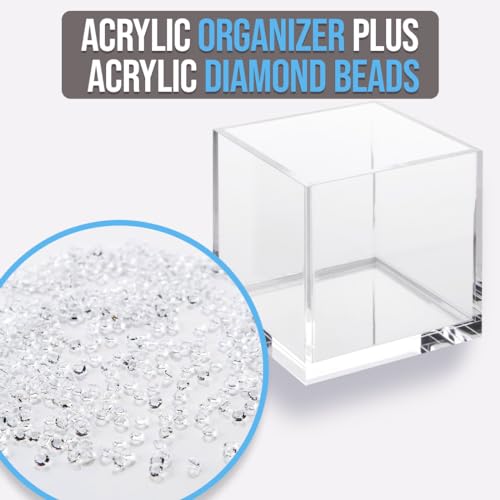 Acrylic Makeup Brush Holder with Beads - includes over 50,000 Beautiful Crystal-Clear Diamonds