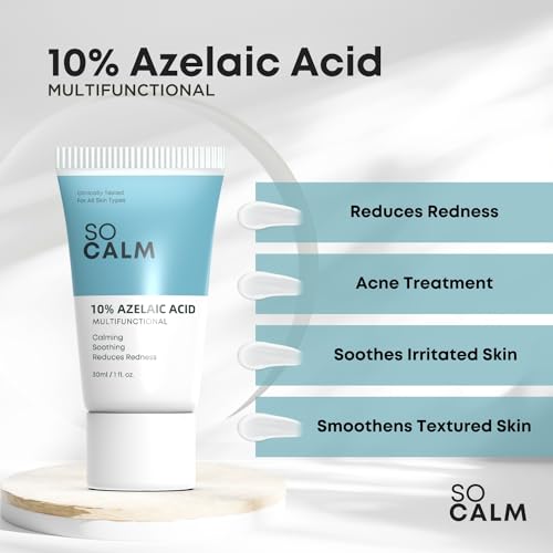 Azelaic Acid 10% - SoCalm Rosacea Relief for Face, Redness & Acne, Soothes Irritation & Suited for All Skin Types