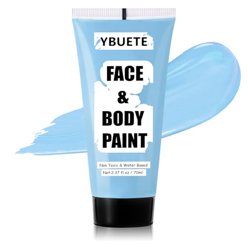 Light Blue Water-Based Face Paint 70ml | Full Coverage Halloween Cosplay