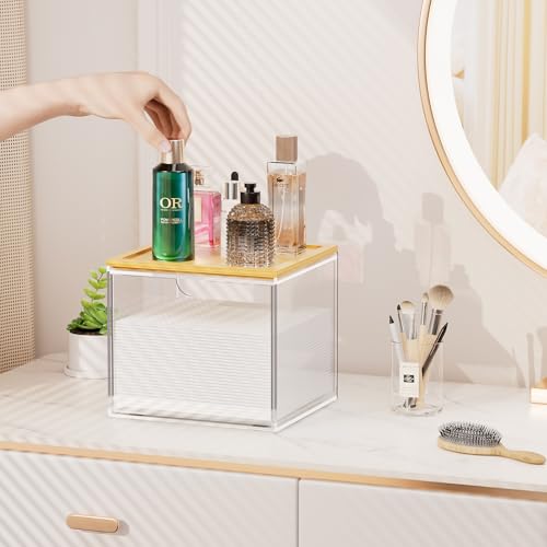 Acrylic Drawer Face Towel Holder with Bamboo Lid