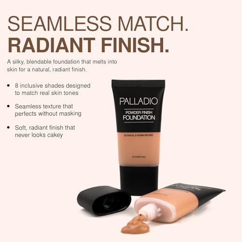 Palladio Powder Finish Liquid Foundation | Natural Matte, Porcelain