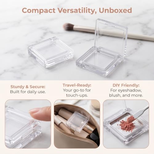 DOITOOL 4Pcs Empty Eyeshadow Pans Square Refillable Makeup Palettes