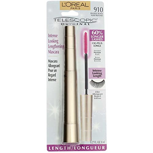 L'Oréal Paris Telescopic Original Mascara, 910 Blackest Black (Pack of 2)