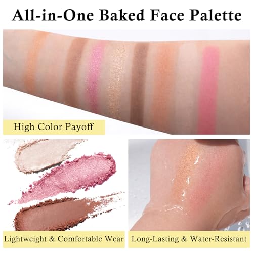 All-in-One Baked Makeup Palette - Eyeshadow, Blush & Highlighter