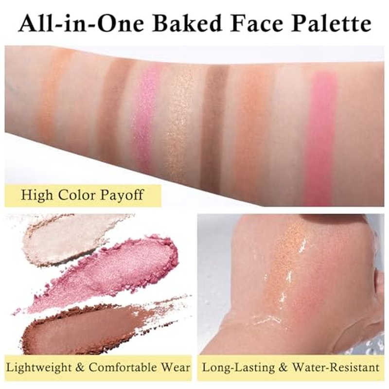 All-in-One Baked Face Makeup Palette with Brushes