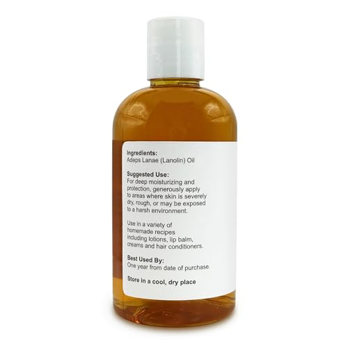 Soapeauty Lanolin Oil 100% Natural | Moisturizing Carrier Oil for Skin, Lips & Hair | Cosmetic & Soap Making Ingredient | DIY Formulations | 8 fl oz