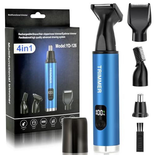 Nose Hair Trimmer for Men, Ear and Nose Hair Trimmer for Women,Sideburn,Eyebrows Hair Trimmer, Electric Facial Hair Remover with LED light display, Rechargeable, Waterproof for Home, Travel Business