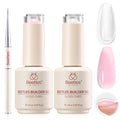 Beetles 2-Piece Builder Gel Kit with Brush - Clear & Pink Nail Extension Gel