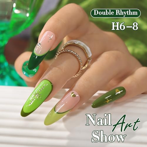 Double Rhythm Lime Forest Green Gel Nail Polish Set 6 Pcs Hema Free 15ml