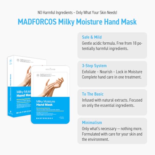 MADFORCOS Milky Moisture Hand Mask Gloves for Dry Cracked Hands - 5 Pairs