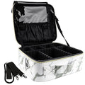 Travel Makeup Bag 10.4 Inches Portable Makeup Train Case Cosmetic Bag Organizer with Adjustable Dividers and Shoulder Strap for Cosmetics Brushes Toiletry Jewelry Digital Accessories (Marble)