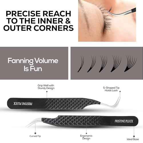 5-Piece Eyelash Extension Tweezers Set Precision Lash Tweezers with Anti-Slip Grip with fiber tip lash tweezers Tools for Lash Artists & eyelash tweezers for women (eyelash set black)