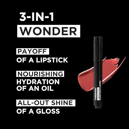 Deck of Scarlet Threeway Solid Lip Oil, Vegan Formula With Hyaluronic Acid and Hydrating Oil Blend, Glossy Finish - Buff Rose