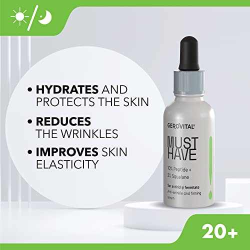 GEROVITAL MUST HAVE Anti-Wrinkle and Firming Face Serum with Collagen and Elastin, Aloe Vera Extract, Moisturizing Face Serum, 30 ml