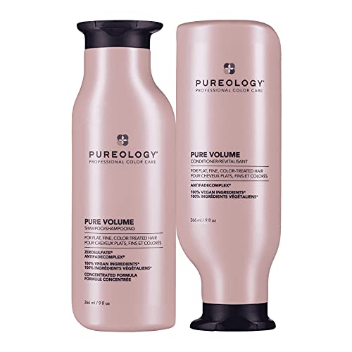 Pureology Pure Volume Shampoo and Conditioner Bundle | For Flat, Fine, Color-Treated Hair | Sulfate-Free | Vegan | Updated Packaging | 9 Fl. Oz.