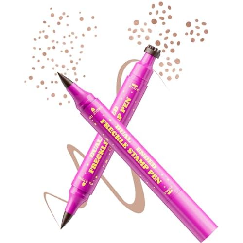 Upgrade Dual Ended 2-in-1 Faux Freckle Stamp Pen, Waterproof Fake Freckle Pen with Multi-Prong Freckles Stamp Head for Women to Easily Create Natural Long-Lasting Sunkissed Makeup