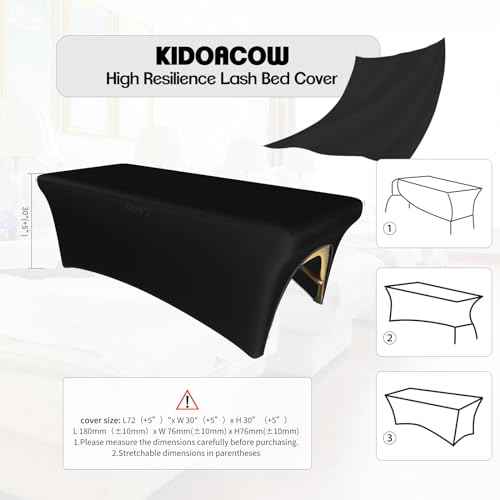 Black Lash Bed Cover Massage Table Cover Protector with Cut-Out for Leg Room, Stretch Rectangular Table Cover for 6FT Eyelash Extension Bed/Spa Bed/Message Bed(Strong Elasticity)