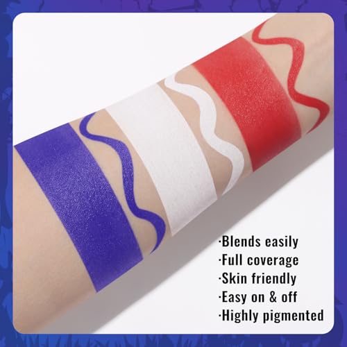 US Flag Face Paint Kit - 3 Colors, Sponges & Brush