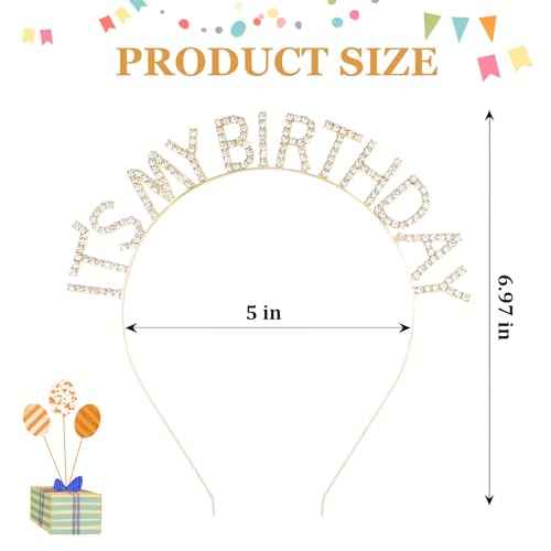 Gold Crown for Girls, Cute It's My Birthday Headband Tiara for Women, Happy Birthday Decorations Gifts