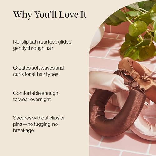 Satin Flexi Rods Heatless Curling Set - 4 Piece Overnight Hair Curlers